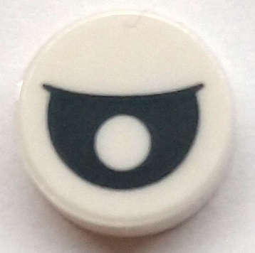 Lego (N) ~ Tile Round 1 x 1 with Black Eye Partially Closed with Centered Pupil Pattern ~ [White]