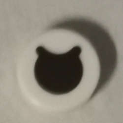 Lego (N) ~ Tile Round 1 x 1 with Black Circle Eye with Partially Closed Curved Eyelid Patt ~ [White]