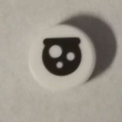 Lego (N) ~ Tile Round 1 x 1 with Black Circle Eye with White Spots and Partially Closed St ~ [White]