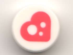 Lego (N) ~ Tile Round 1 x 1 with Coral Heart with White Spots Pattern ~ [White]