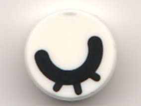 Lego (N) ~ Tile Round 1 x 1 with Black Eye Closed with Eyelashes Pattern ~ [White]