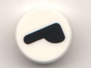 Lego (N) ~ Tile Round 1 x 1 with Black Winking Eye Pattern ~ [White]