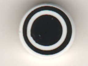 Lego (N) ~ Tile Round 1 x 1 with Black Circle and Black Ring Pattern ~ [White]