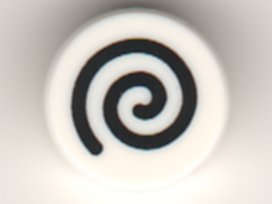 Lego (N) ~ Tile Round 1 x 1 with Black Spiral Pattern ~ [White]