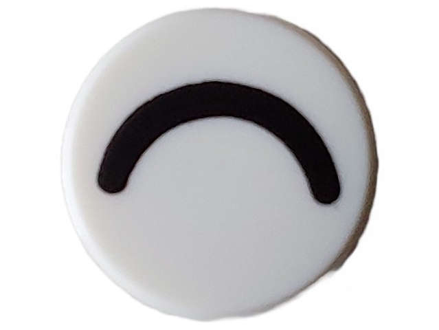 Lego (N) ~ Tile Round 1 x 1 with Black Eye Closed (Thin Curved Line) Pattern ~ [White]