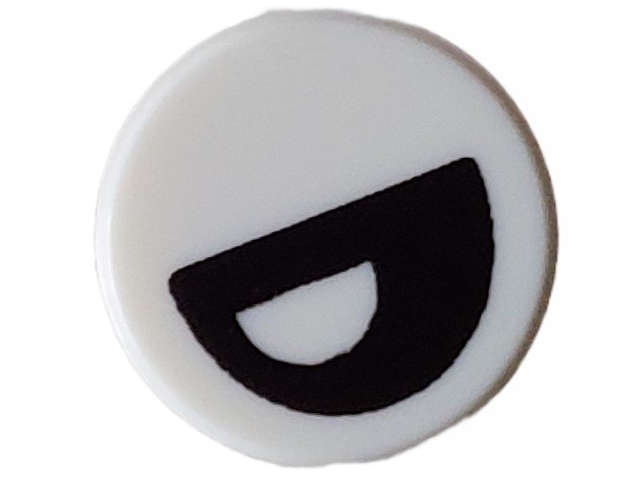 Lego (N) ~ Tile Round 1 x 1 with Black Eye Partially Closed with Off-Center Half Circle Pu ~ [White]