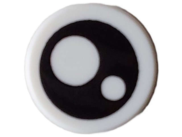 Lego (N) ~ Tile Round 1 x 1 with Black Eye with Pupil and Circle Pattern ~ [White]