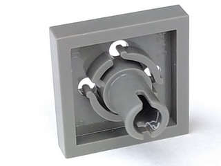 Lego (U) ~ Plate Modified 2 x 2 with Pin on Bottom Small Holes in Plate and Locking F ~ [Dark Gray]
