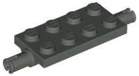 Lego (U) ~ Plate Modified 2 x 4 with Pins and Thin Angled Supports ~ [Dark Gray]