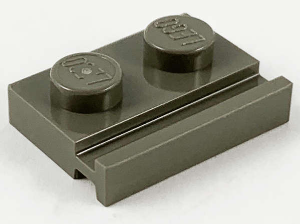 Lego (U) ~ Plate Modified 1 x 2 with Door Rail ~ [Dark Gray]