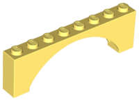 Lego (N) ~ Arch 1 x 8 x 2 Raised ~ [Bright Light Yellow]