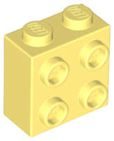 Lego (N) ~ Brick Modified 1 x 2 x 1 2/3 with Studs on Side ~ [Bright Light Yellow]