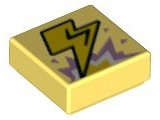 Lego (N) ~ Tile 1 x 1 with Yellow Lightning Bolt Metallic Pink and White Exp ~ [Bright Light Yellow]