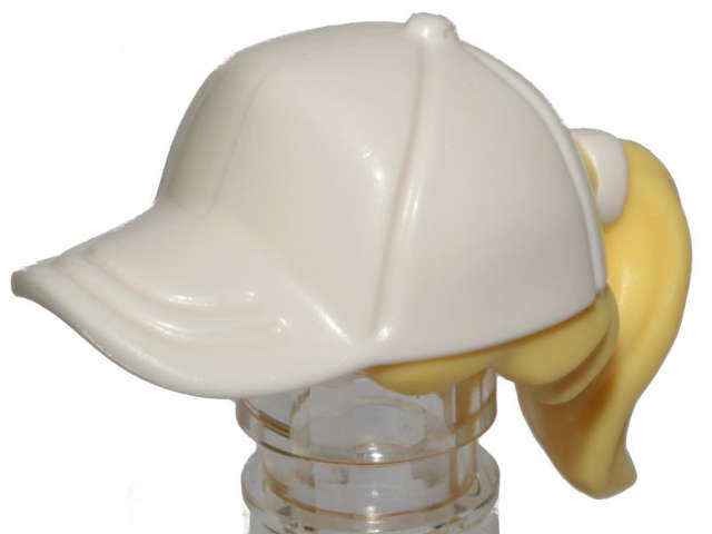 Lego (N) ~ Minifigure Hair Combo Hair with Hat Ponytail with Molded White Ba ~ [Bright Light Yellow]