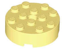 Lego (N) ~ Brick Round 4 x 4 with Hole ~ [Bright Light Yellow]