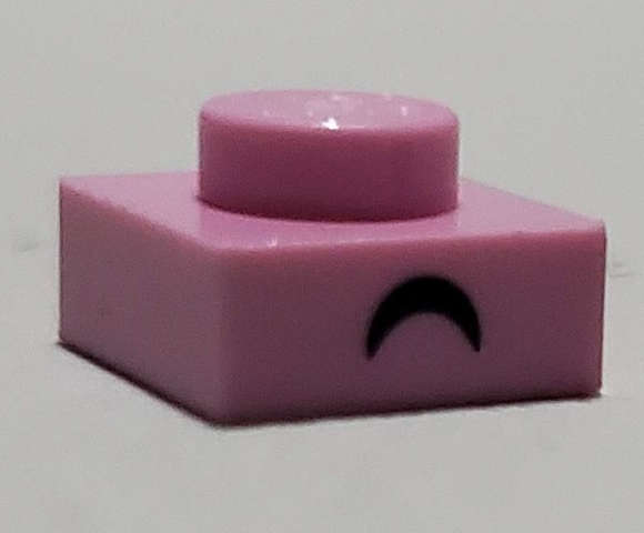 Lego (N) ~ Plate 1 x 1 with Black Curved Eyebrow Pattern ~ [Bright Pink]