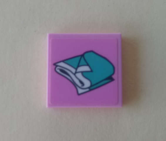 Lego (U) ~ Tile 2 x 2 with Medium Azure Folded Blanket Pattern (Sticker) - Set 4131 ~ [Bright Pink]
