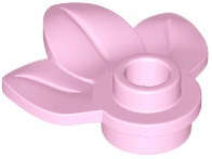 Lego (N) ~ Plant Plate Round 1 x 1 with 3 Layered Leaves ~ [Bright Pink]