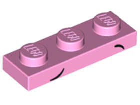 Lego (U) ~ Plate 1 x 3 with 2 Small Black Arcs Low and High Pattern (Unikitty Eyebr ~ [Bright Pink]