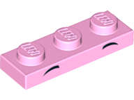 Lego (N) ~ Plate 1 x 3 with 2 Small Black Arcs High and Pointed Pattern (Unikitty Ey ~ [Bright Pink]