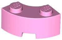 Lego (U) ~ Brick Round Corner 2 x 2 Macaroni with Stud Notch and Reinforced Undersi ~ [Bright Pink]