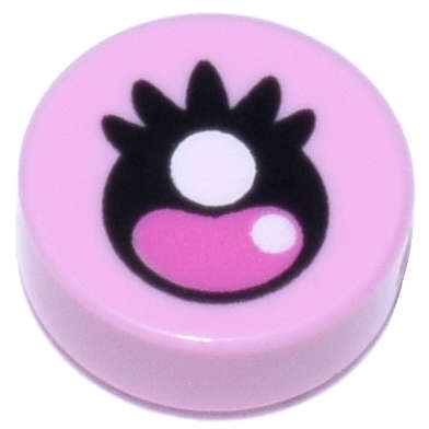 Lego (N) ~ Tile Round 1 x 1 with Black and Dark Pink Eye with Eyelashes and White Hi ~ [Bright Pink]