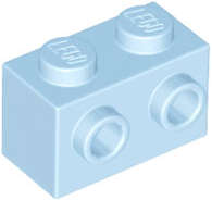 Lego (N) ~ Brick Modified 1 x 2 with Studs on 1 Side ~ [Bright Light Blue]