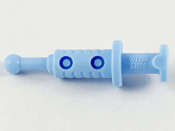 Lego (N) ~ Minifigure Utensil Syringe with 2 Hollows ~ [Bright Light Blue]