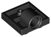 Lego (U) ~ Plate Modified 2 x 2 with Pin Hole - Full Cross Support Underneath ~ [Black]