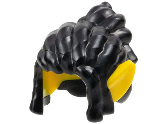 Lego (N) ~ Minifigure Hair Long Side Bangs Bun with Molded Yellow Elf Ears Pattern ~ [Black]