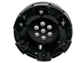 Lego (U) ~ Wheel Hard Plastic Treaded with 7 Pin Holes and 6 Bar Holes ~ [Black]