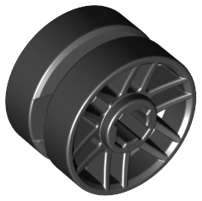 Lego (U) ~ Wheel 14mm D. x 9.9mm with Center Groove Fake Bolts and 6 Double Spokes ~ [Black]