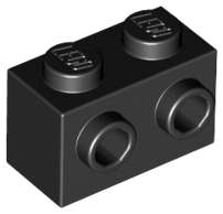 Lego (U) ~ Brick Modified 1 x 2 with Studs on 1 Side ~ [Black]