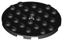 Lego (N) ~ Plate Round 6 x 6 with Hole ~ [Black]