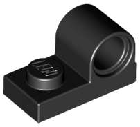 Lego (N) ~ Plate Modified 1 x 2 with Pin Hole on Top ~ [Black]