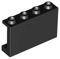 Lego (N) ~ Panel 1 x 4 x 2 with Side Supports - Hollow Studs ~ [Black]