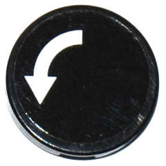 Lego (U) ~ Tile Round 2 x 2 with Bottom Stud Holder with White Curved Arrow on Black Back ~ [Black]