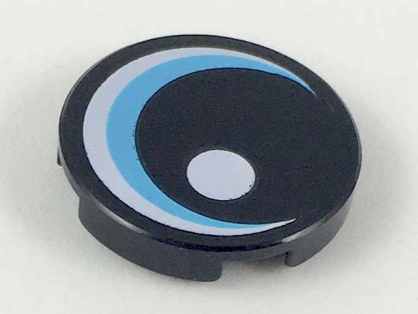 Lego (N) ~ Tile Round 2 x 2 with Bottom Stud Holder with Large Eye with White Glint and Me ~ [Black]