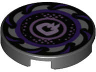 Lego (N) ~ Tile Round 2 x 2 with Bottom Stud Holder with Dark Purple and Silver Saw Blade  ~ [Black]