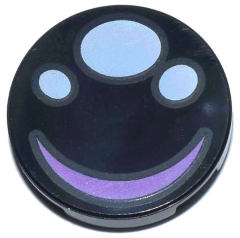 Lego (N) ~ Tile Round 2 x 2 with Bottom Stud Holder with Eye with White Ovals and Medium L ~ [Black]