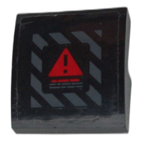 Lego (U) ~ Slope Curved 2 x 2 x 2/3 with Red Warning Triangle on Dark Bluish Gray Danger  ~ [Black]