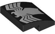 Lego (N) ~ Slope Curved 2 x 2 x 2/3 with White Spider Pattern ~ [Black]