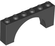 Lego (N) ~ Arch 1 x 6 x 2 - Medium Thick Top without Reinforced Underside ~ [Black]