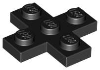 Lego (U) ~ Plate Modified 3 x 3 Cross ~ [Black]