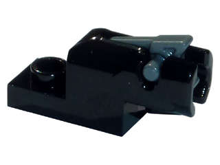 Lego (U) ~ Projectile Launcher 1 x 2 Mini Blaster / Shooter with Dark Bluish Gray Trigger ~ [Black]