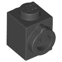 Lego (N) ~ Brick Modified 1 x 1 with Stud on Side and Conductive Element on Opposite Side  ~ [Black]