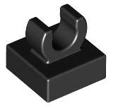 Lego (N) ~ Tile Modified 1 x 1 with Open O Clip ~ [Black]