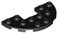 Lego (N) ~ Plate Round Half 3 x 6 with 1 x 2 Cutout ~ [Black]