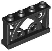 Lego (U) ~ Fence 1 x 4 x 2 Ornamental with 4 Studs ~ [Black]