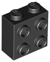 Lego (N) ~ Brick Modified 1 x 2 x 1 2/3 with Studs on Side ~ [Black]